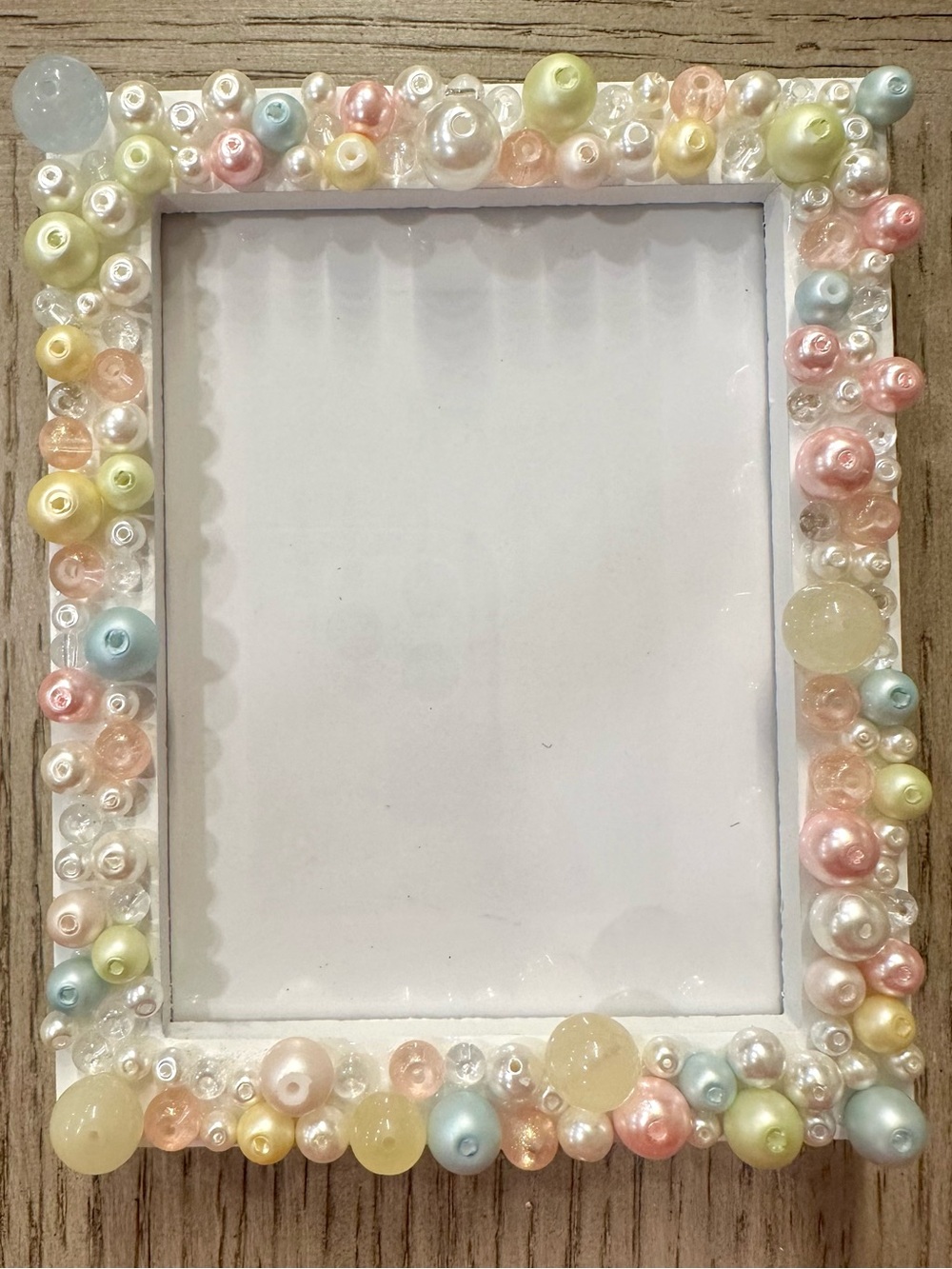 Hand Crafted Beaded Pastel Pearl Mini 3x4 Photo Frame